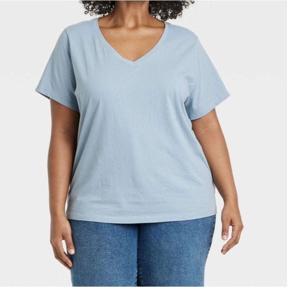 Women's Short Sleeve V-Neck T-Shirt - Ava & Viv™ gray 1X